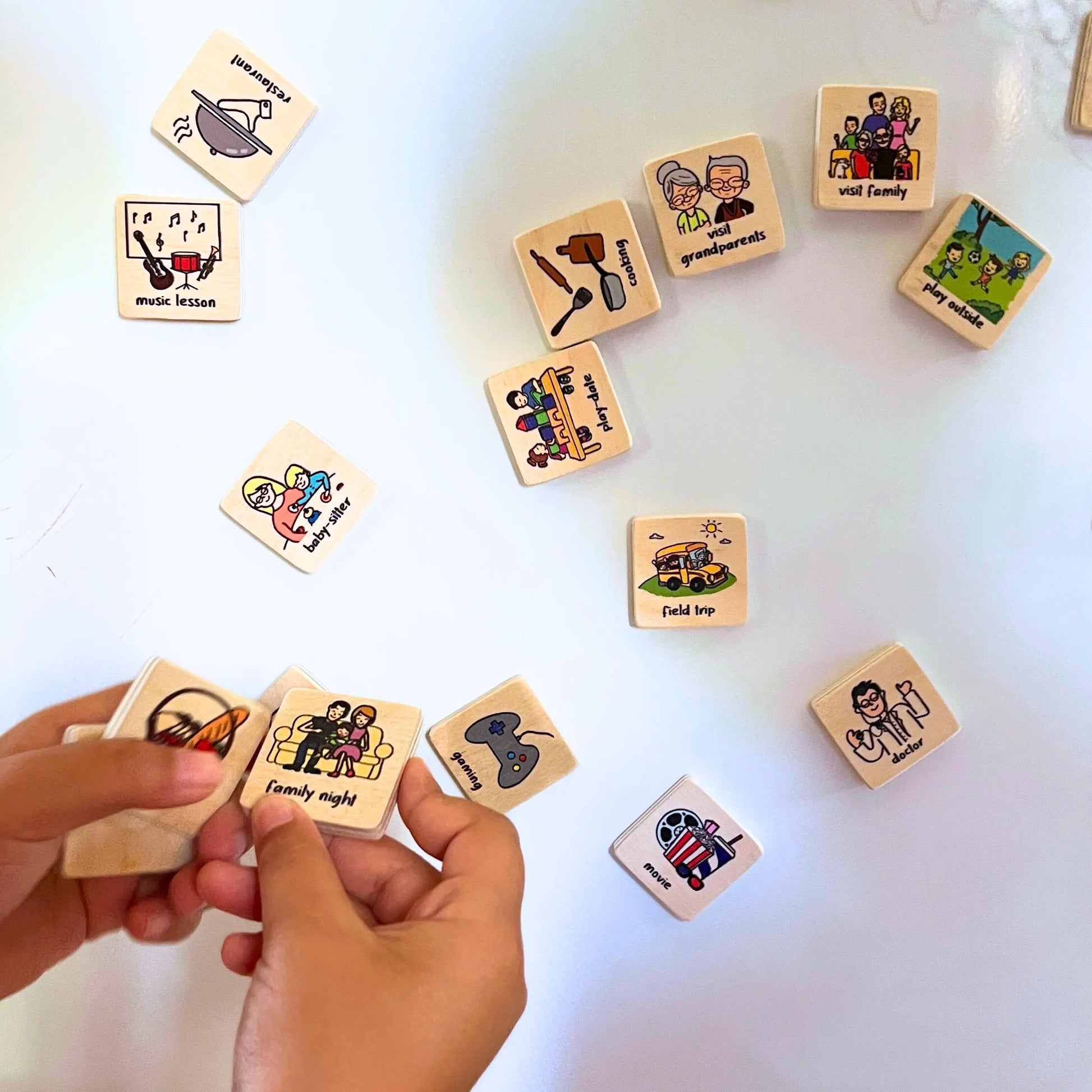 Montessori Wooden Weekly Calendar: 67 Pieces Kids' Magnetic Activity Tiles
