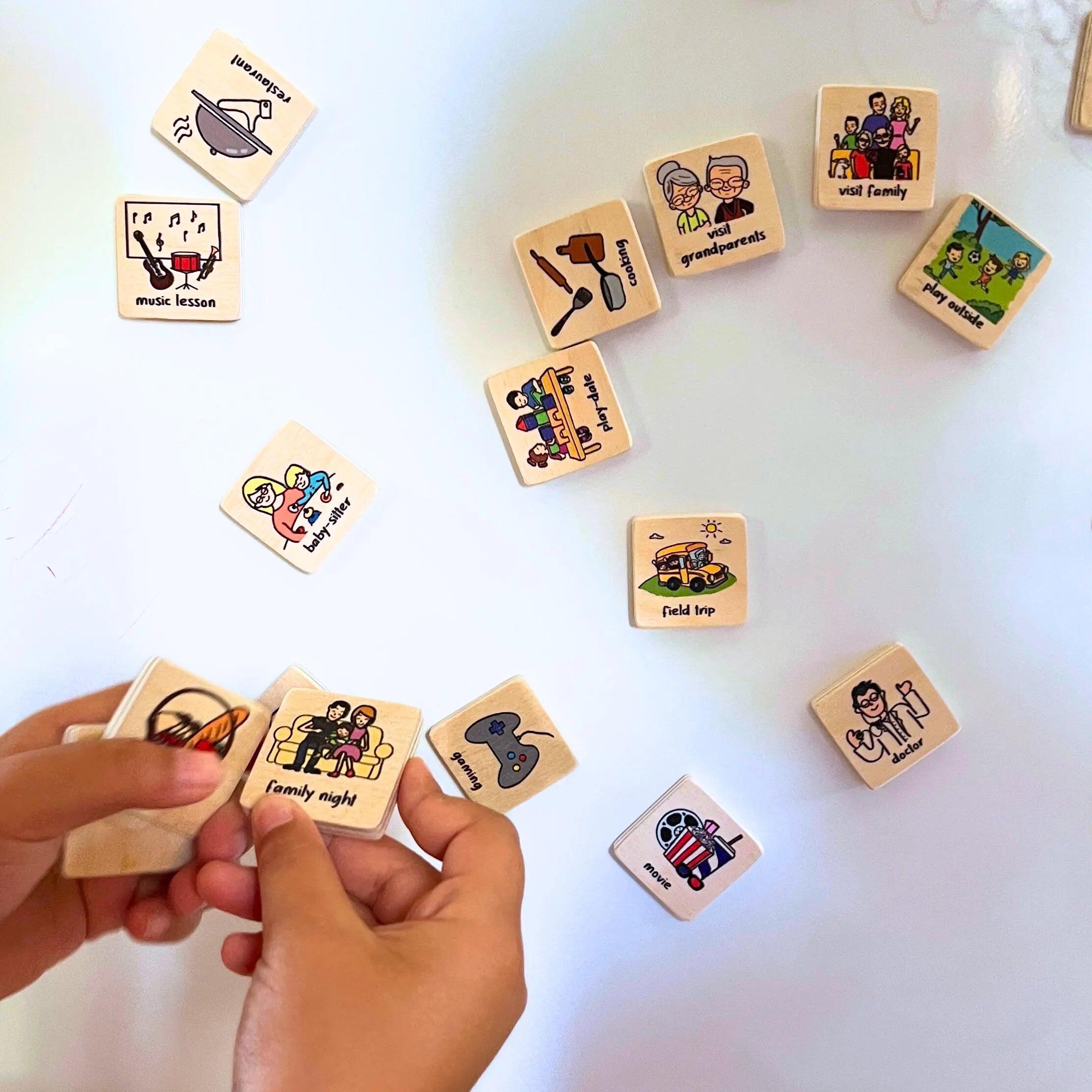 Montessori Wooden Weekly Calendar: 67 Pieces Kids' Magnetic Activity Tiles