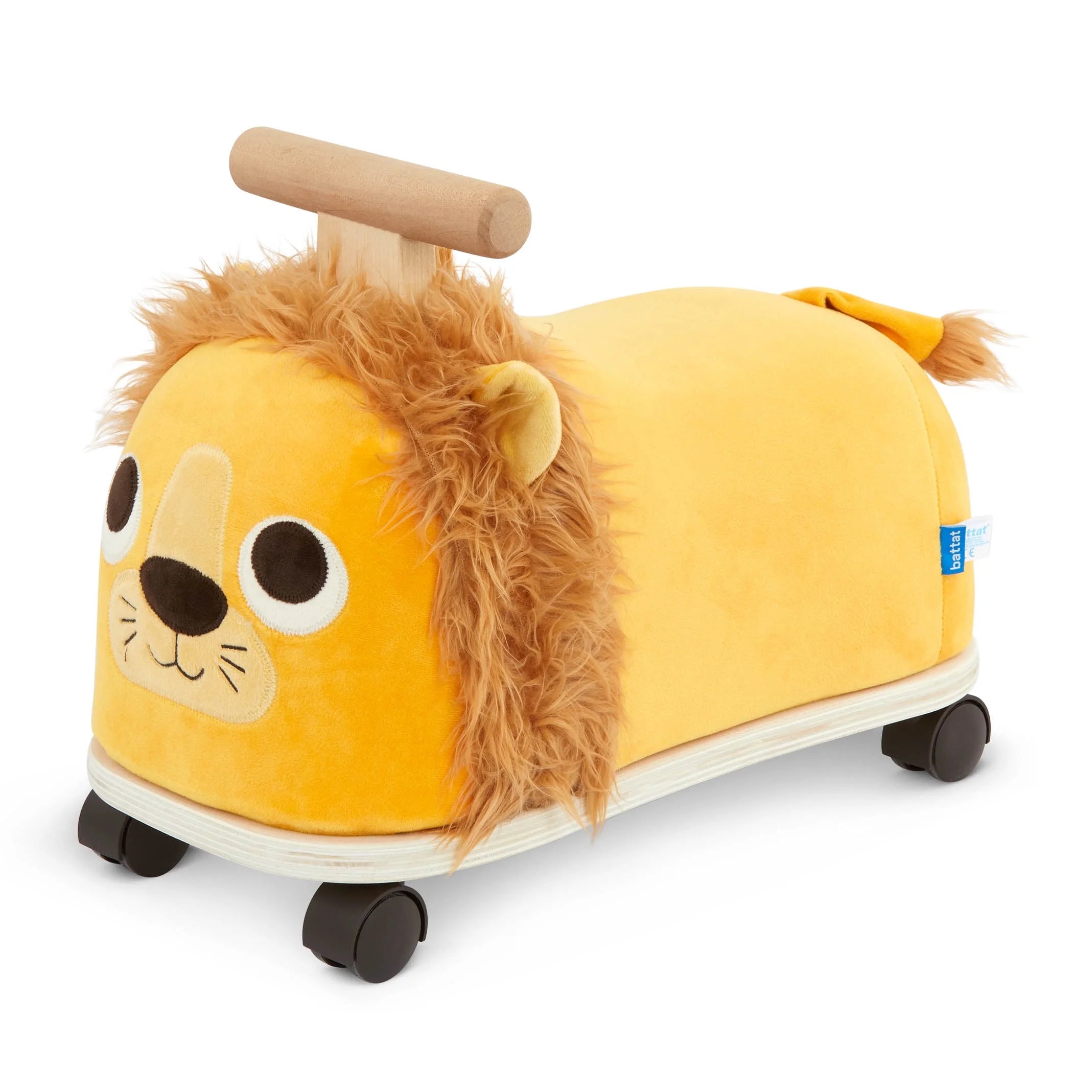 Rollin' Lion Animal Ride-On Toy with Wooden Handle, Toddler and Preschool Toys