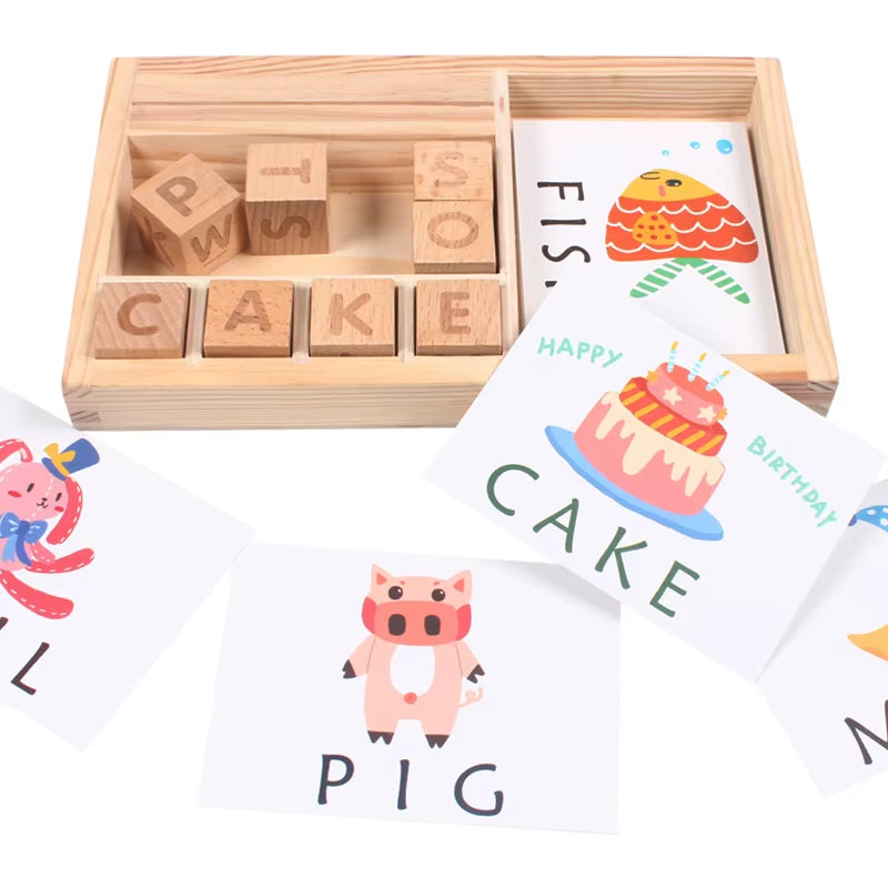 New Wood Spelling Words Game Kids Early Educational Toys for Children Learning Wooden Toys Montessori Education Puzzle Toys