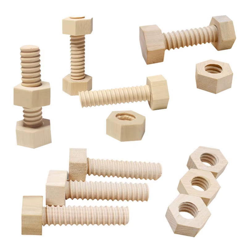 Wooden Screw Nut Assembly Educational Toy Solid Wood Screw Nut Decompression Fine Movement Training Educational Toy for Children