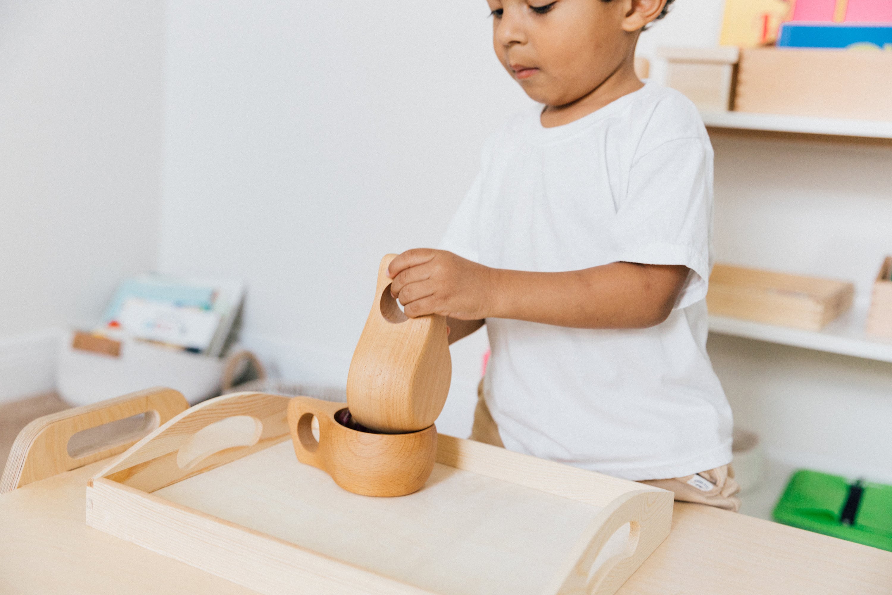 Wooden Pouring Set Cups Montessori