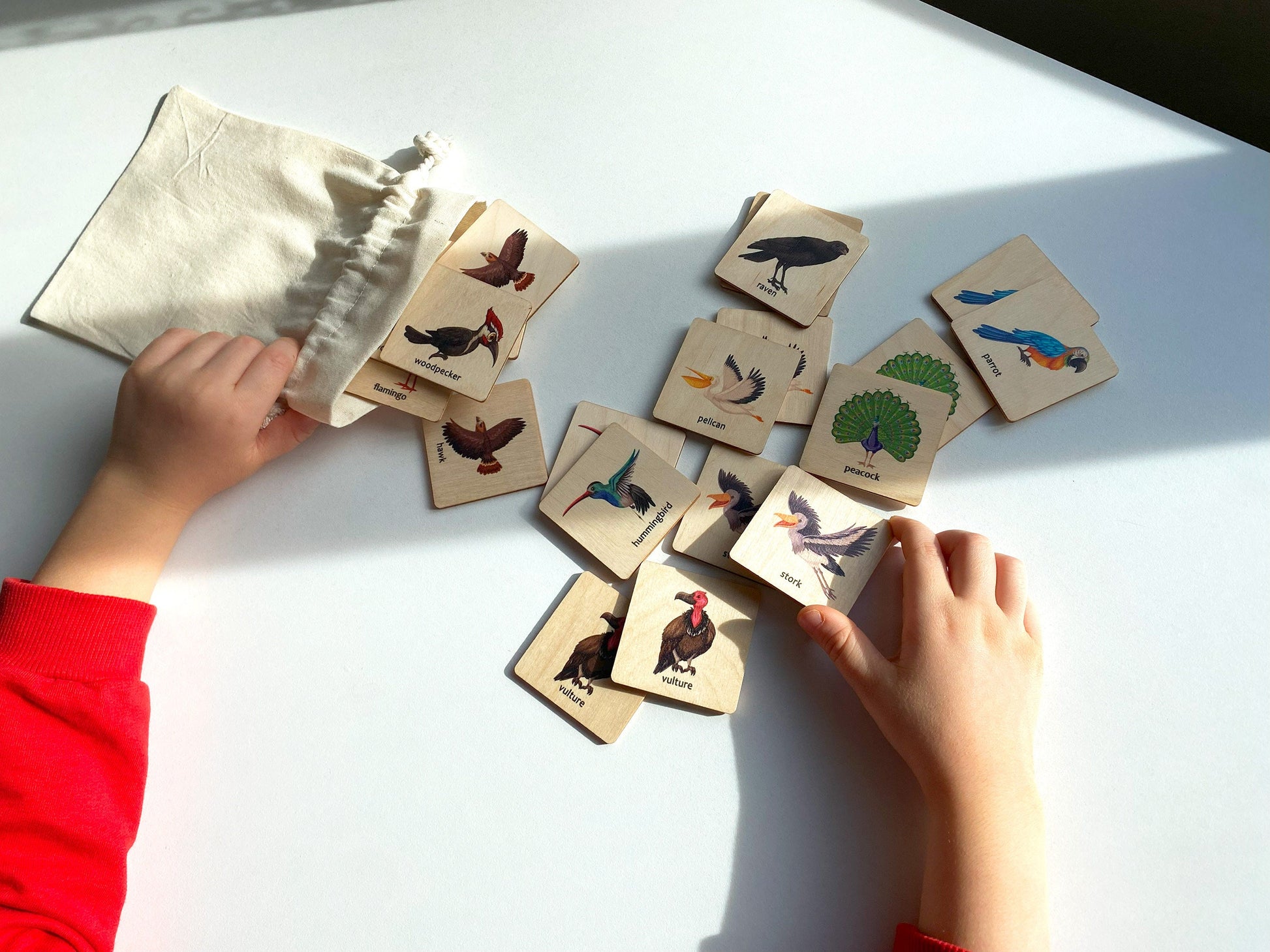 Montessori Wooden Birds Memory Game, 1 2 3 4 Year Old Montessori Materials, Wooden Flash Cards, Homeschool Gift, Toddler Birthday Boy Gift