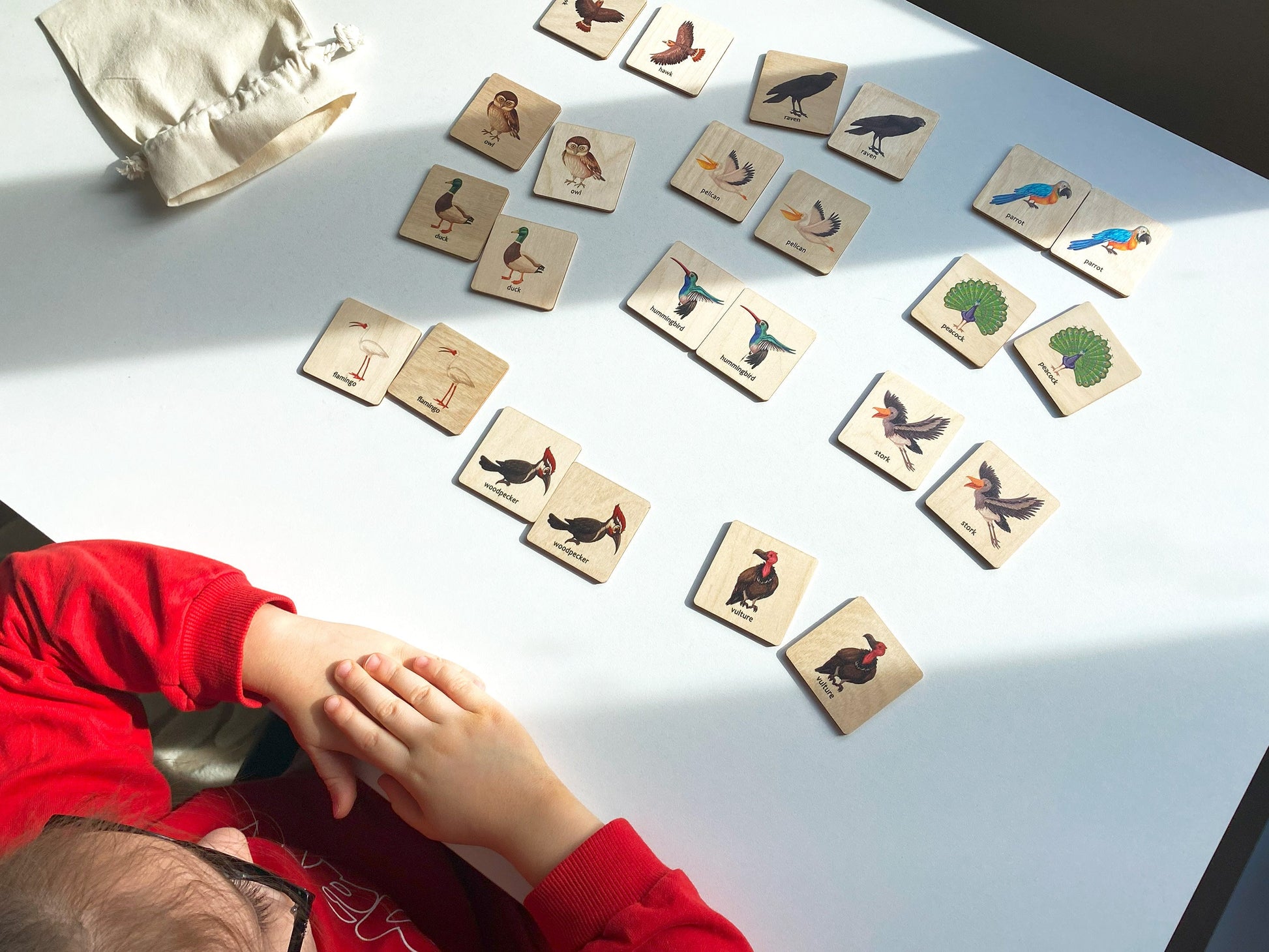 Montessori Wooden Birds Memory Game, 1 2 3 4 Year Old Montessori Materials, Wooden Flash Cards, Homeschool Gift, Toddler Birthday Boy Gift