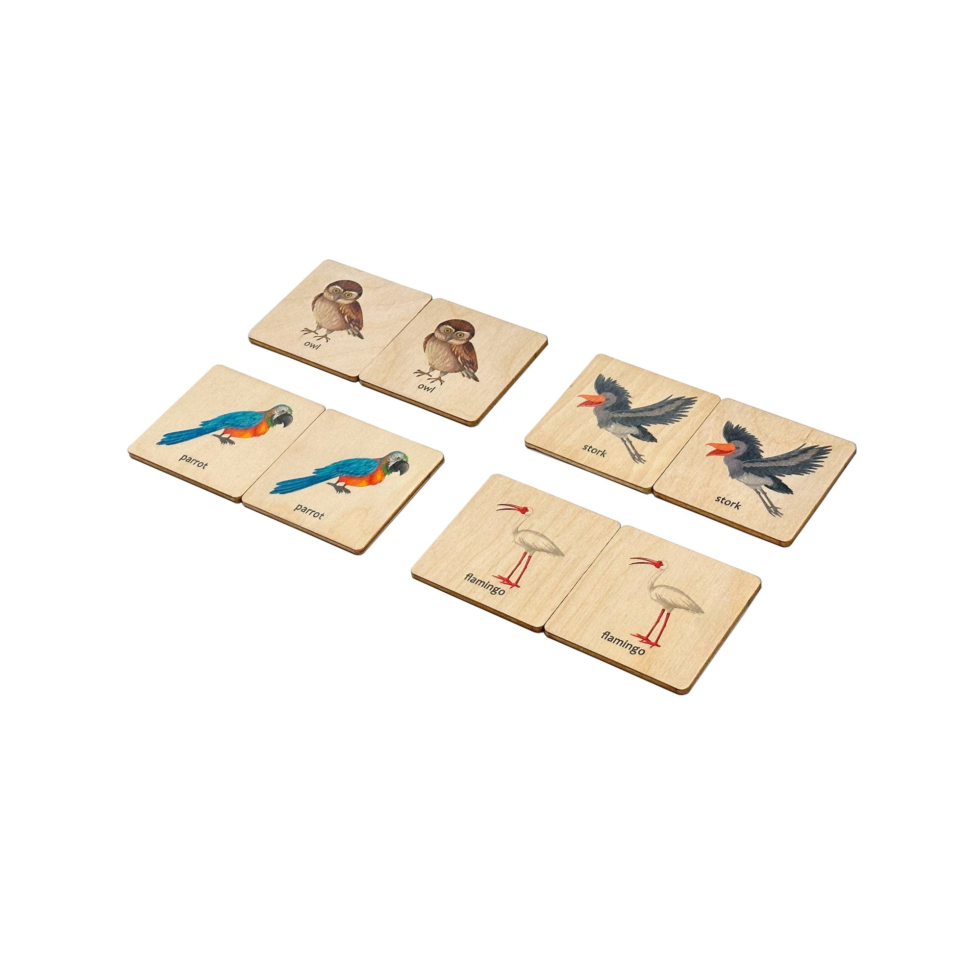 Montessori Wooden Birds Memory Game, 1 2 3 4 Year Old Montessori Materials, Wooden Flash Cards, Homeschool Gift, Toddler Birthday Boy Gift