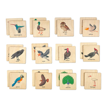 Montessori Wooden Birds Memory Game, 1 2 3 4 Year Old Montessori Materials, Wooden Flash Cards, Homeschool Gift, Toddler Birthday Boy Gift