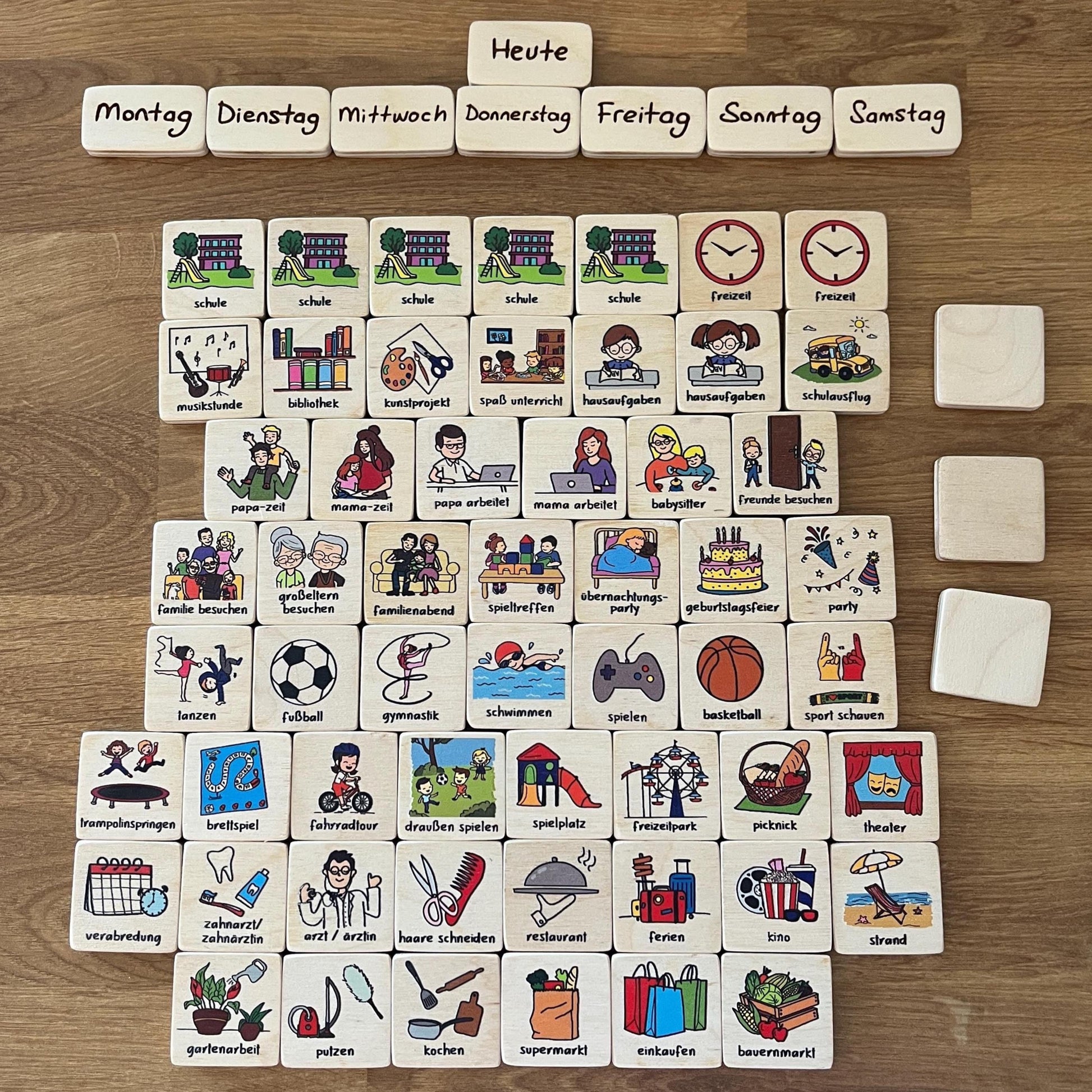 Montessori Wooden Weekly Calendar: 67 Pieces Kids' Magnetic Activity Tiles
