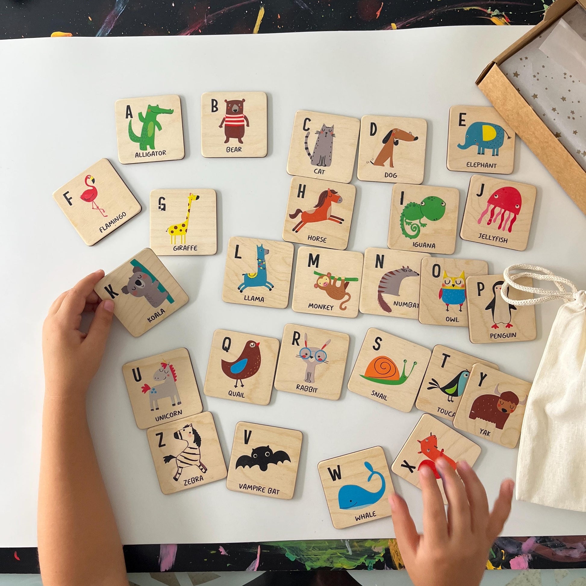 Wooden Animal Alphabet Flash Cards: Montessori Learning Toy