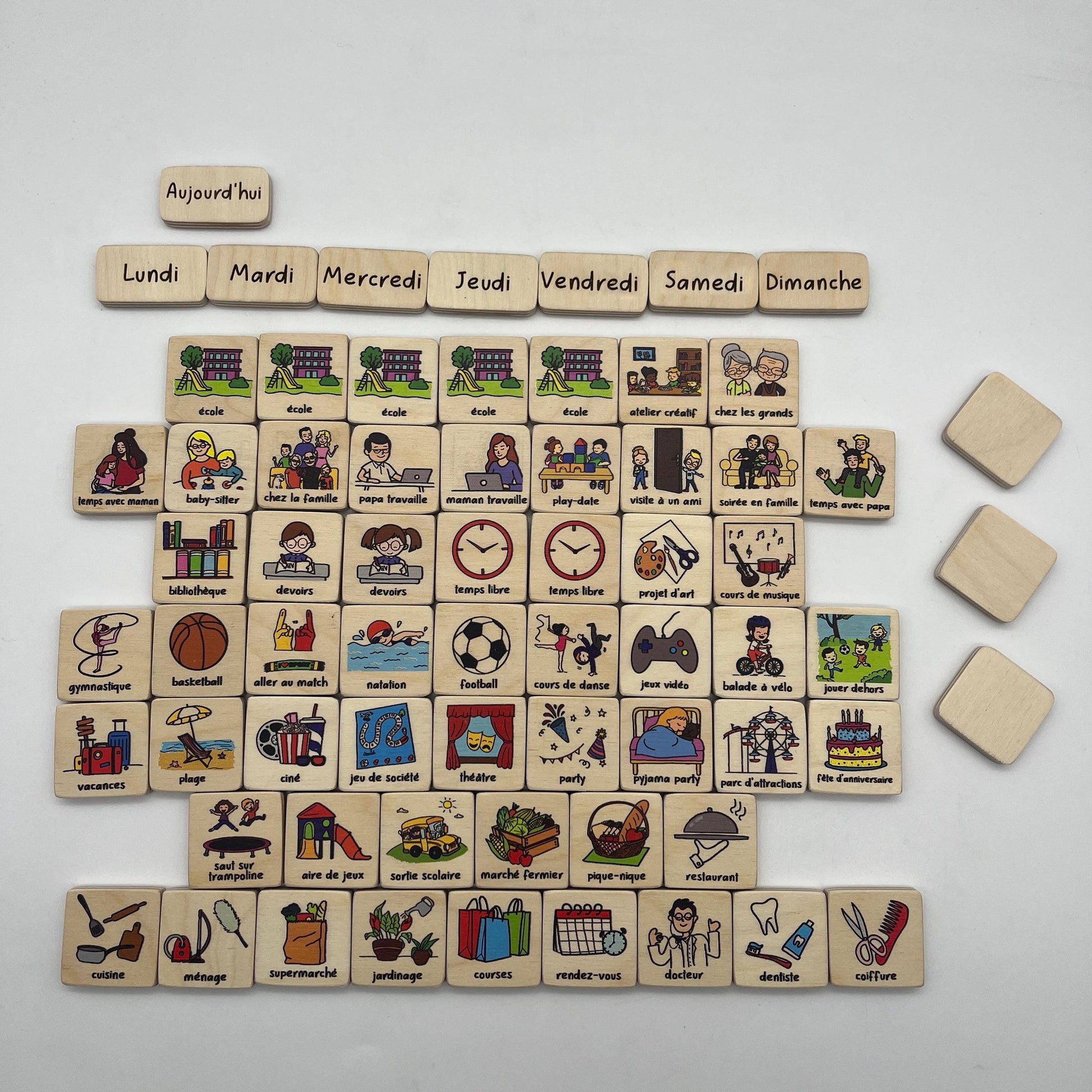 Montessori Wooden Weekly Calendar: 67 Pieces Kids' Magnetic Activity Tiles